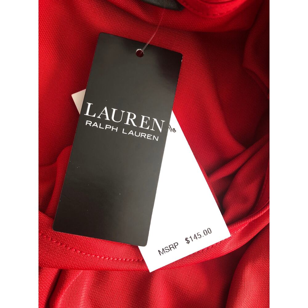 Lauren Ralph Lauren Gervas Short Sleeve Dress Red Women's Size 16 NEW - Picture 6 of 10